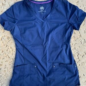 Healing Hands Women's Navy Blue Short Sleeve Top